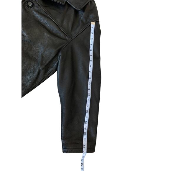 Matrix Vibes Black Leather Coat Mens Medium Removabe Lining Guess Vintage 90's - Picture 4 of 10
